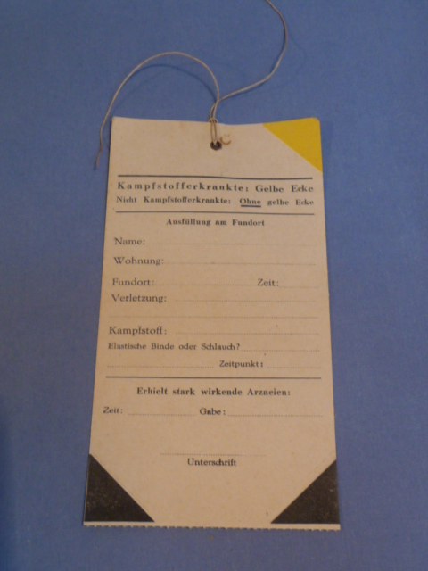 Original WWII German Medical Tag for Wounded Person