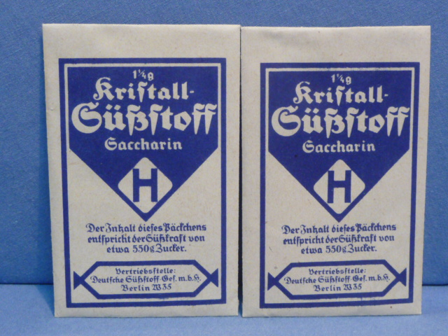 Original WWII Era German Set of 2 Packets of Saccharin