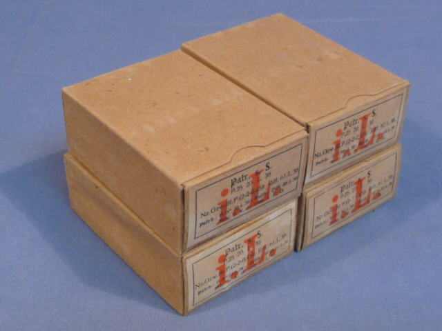 Original WWII German Cardboard 8mm In Stripper Clips Ammunition Boxes, Set of 4