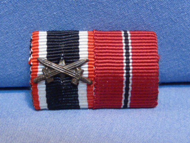 Original WWII German Two-Position Ribbon Bar, War Merit Cross, UNISSUED
