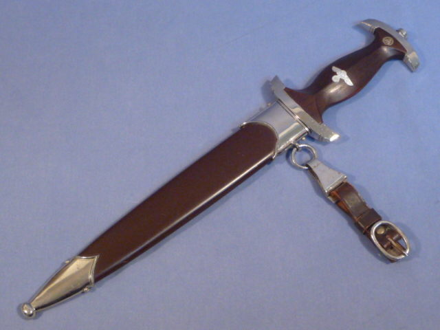 Original Nazi Era German SA M33 EM Dagger with Scabbard and Hanger, Puma RZM Marked