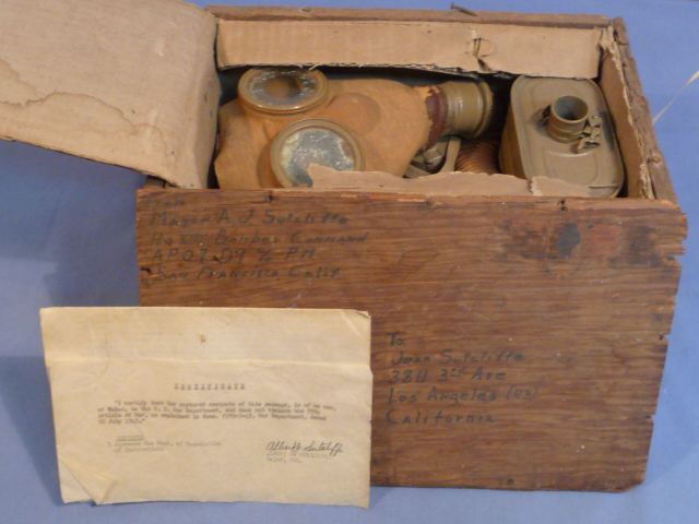 Original WWII Japanese Soldier's Gas Mask, Veteran Bring Back w/Paperwork