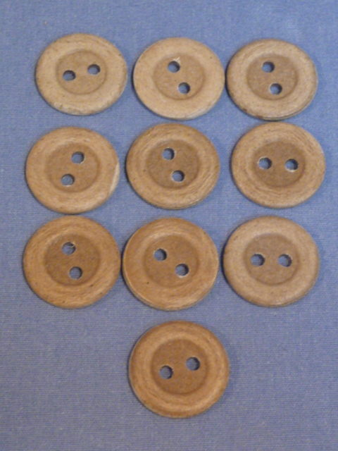 Original WWII German 15mm Pressed Paper Buttons, Set of 10