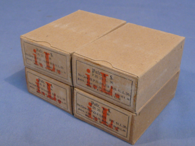 Original WWII German Cardboard 8mm In Stripper Clips Ammunition Boxes, Set of 4