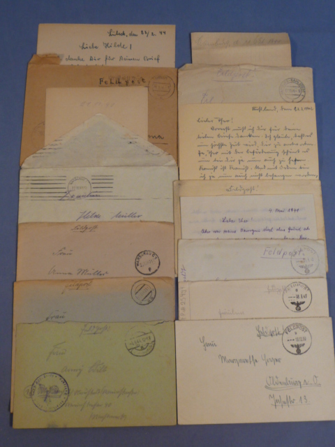 Original WWII German FELDPOST Letters/Postcards, SET OF 10