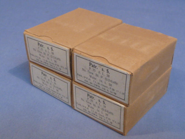 Original WWII German Cardboard 8mm Ammunition Boxes, Set of 4