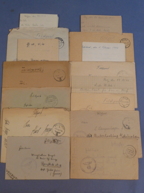 Original WWII German FELDPOST Letters/Postcards, SET OF 10