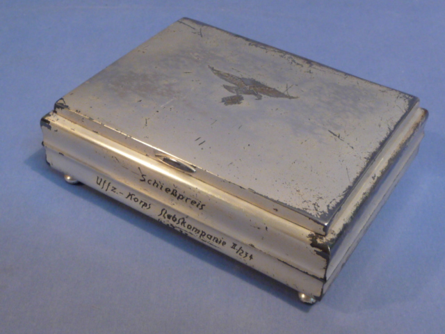 Original WWII German Silver Cigar Box to Luftwaffe NCO, Shooting Prize