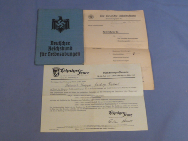 Original Nazi Era German DRL Member's ID/Dues Book PLUS