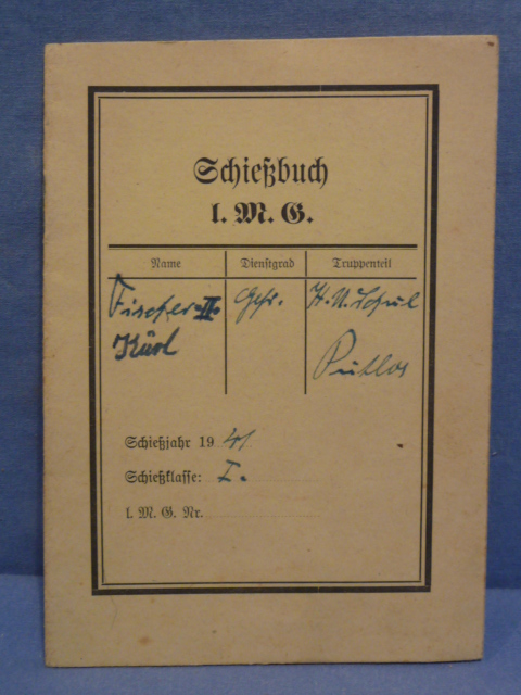 Original WWII German Soldier's Schiebuch (Shooting Book) for Light MG