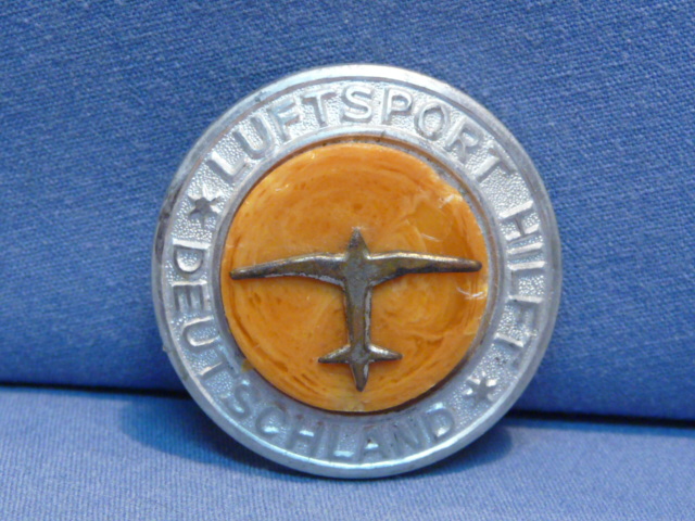 Original Nazi Era German Tinnie, LUFTSPORT HILFT DEUTSCHLAND