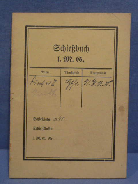 Original WWII German Soldier's Schie�buch (Shooting Book) for Light MG