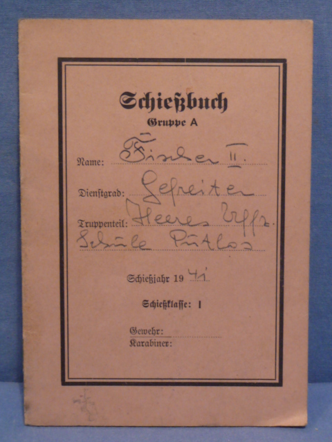Original WWII German Soldier's Schiebuch (Shooting Book) for Rifle/Carbine