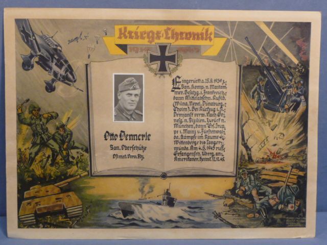 EARLY POSTWAR German Soldier's Service Print, Medical Oberschtze