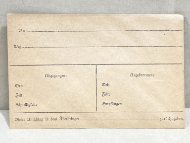 Original WWII Era German Courier Envelope, Time Sensitive