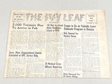 Original Pre-WWII US Army 4th Division Newspaper, The Ivy Leaf