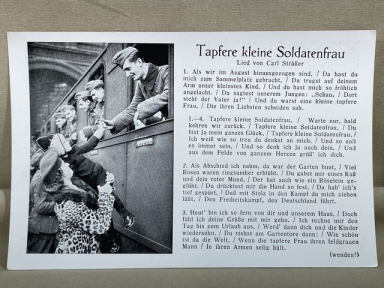 Original WWII German Military Song Postcard, Tapfere kleine Soldatenfrau