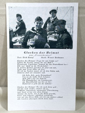 Original WWII German Song Postcard, Glocken der Heimat