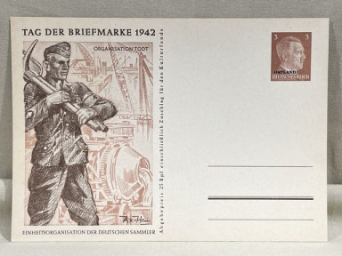 Original WWII German Day of the Stamp ORGANIZATION TODT Commemorative Postcard