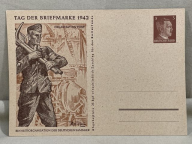 Original WWII German Day of the Stamp ORGANIZATION TODT Commemorative Postcard