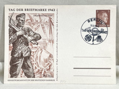 Original WWII German Day of the Stamp ORGANIZATION TODT Commemorative Postcard