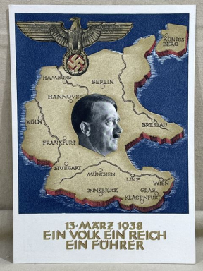 Original 1938 German Postcard, One People One Reich One Leader