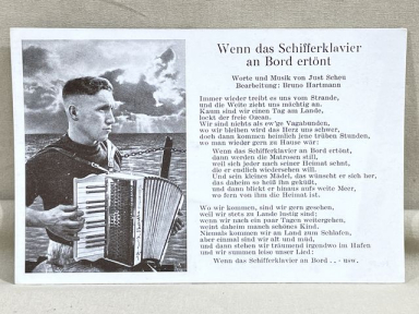Original WWII German Military Song Postcard, Wenn das Schifferklavier an Bord ertnt