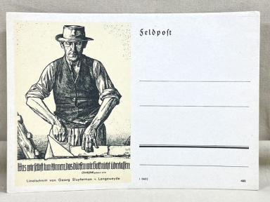 Original WWII German FELDPOST Postcard, Gorch Fock Drawing