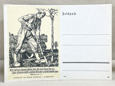 Original WWII German FELDPOST Postcard, Walter Fier Drawing