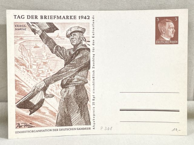 Original WWII German Day of the Stamp KRIEGSMARINE Commemorative Postcard