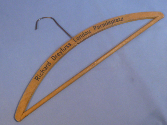 Original WWII Era German Wooden Clothes Hanger, Richard Dreyfuss Landau Paradeplatz