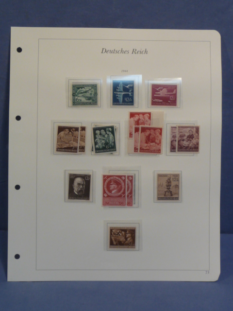 Original WWII German Deutsches Reich 1944 Stamp Set, MOUNTED