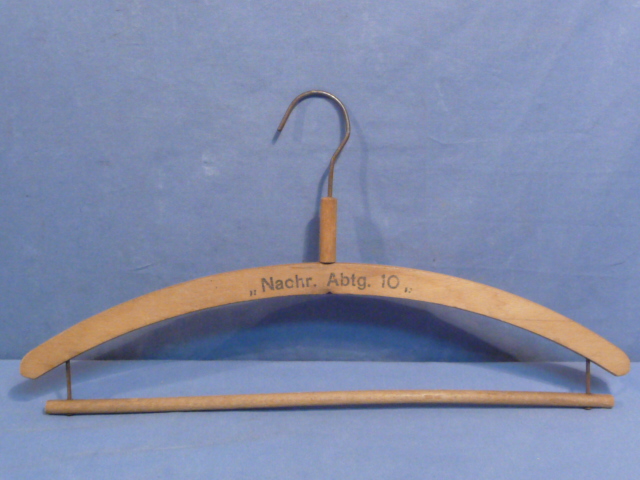 Original WWII Era German Military Wooden Clothes Hanger, Signals Unit 10