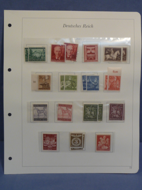 Original WWII German Deutsches Reich 1943 Stamp Set, MOUNTED