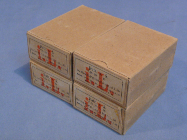 Original WWII German Cardboard 8mm In Stripper Clips Ammunition Boxes, Set of 4