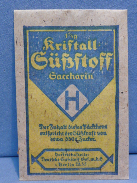 Original WWII Era German Blue & Yellow Packet of Saccharin