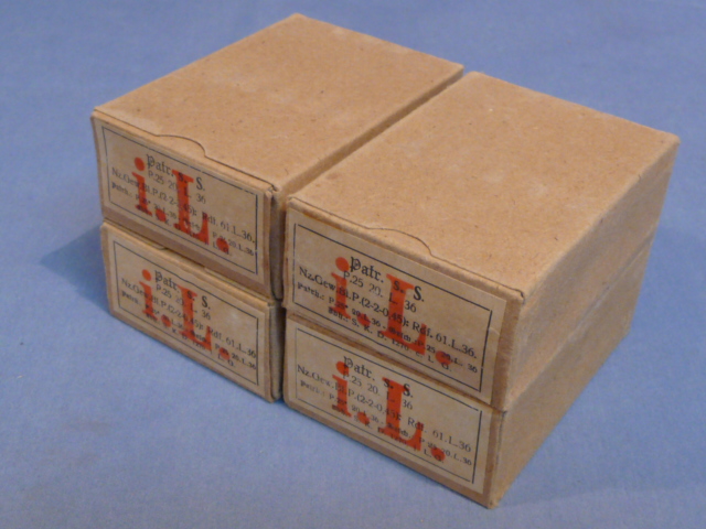 Original WWII German Cardboard 8mm In Stripper Clips Ammunition Boxes, Set of 4