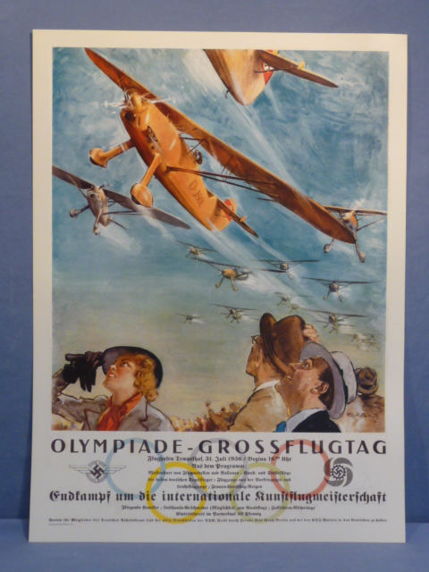 REPRODUCTION 1936 German Poster for the Olympics Flying Day