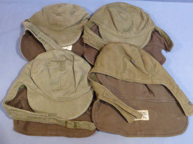 Original WWII US NAVY Winter Hats, LOT OF 4 USED