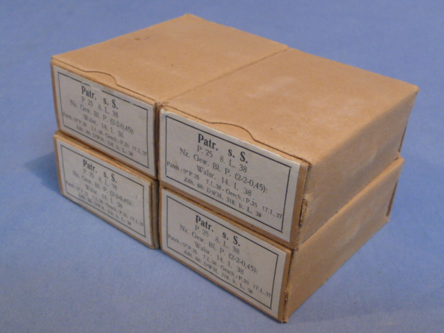 Original WWII German Cardboard 8mm Ammunition Boxes, Set of 4