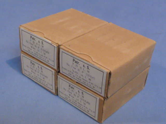 Original WWII German Cardboard 8mm Ammunition Boxes, Set of 4