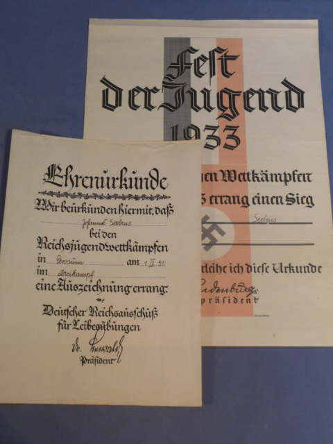 Original Nazi Era German Youth Sports Competition Document