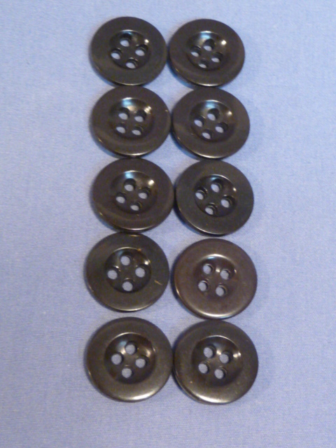 Original WWII German Dark Brown 17mm Bakelite Button, UNUSED Set of 10