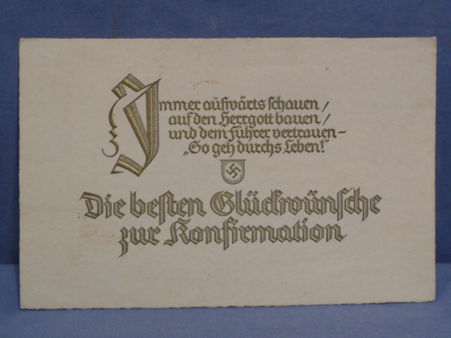 Original Nazi Era German Best Wishes for Confirmation Card, Die besten Gldwnsche zur Konfirmation