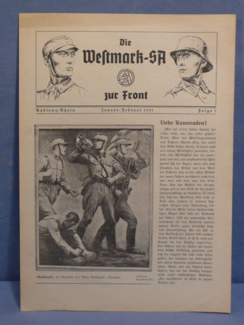 Original Nazi Era German SA Newsletter, Die Westmark-SA zur Front