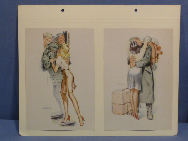 Original WWII German Oh-la-la...! Watercolor Print PIN-UPS!!! Set on Backing