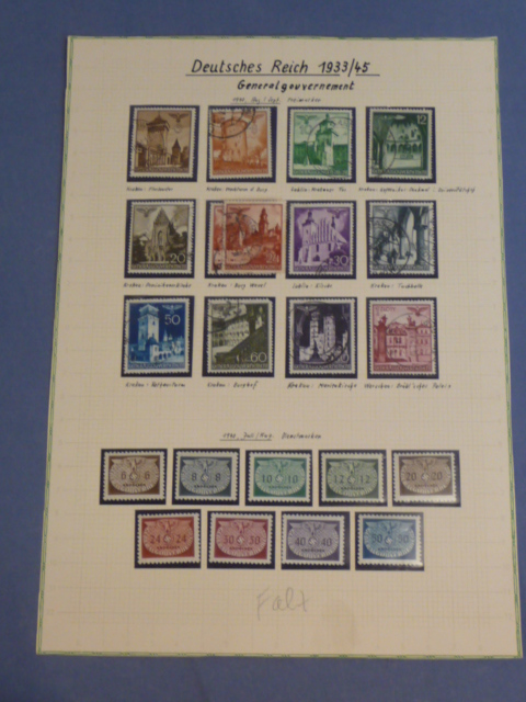 Original WWII German 1933/45 General Government Stamp Set, MOUNTED