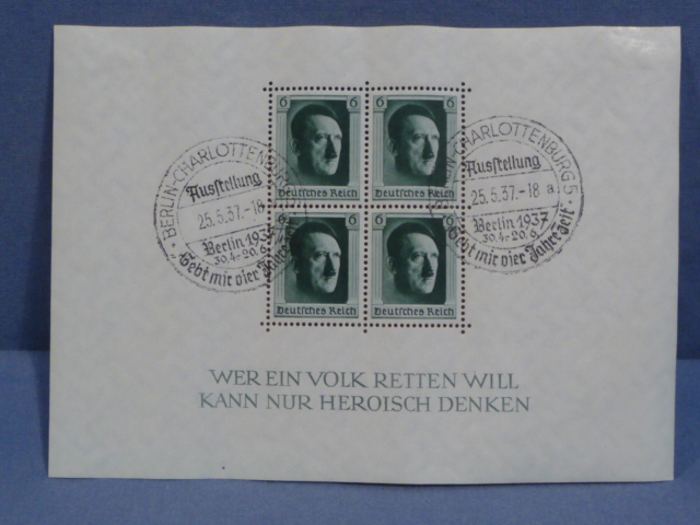 Original 1937 German Special Set of HITLER Stamps w/Commemorative Cancelations