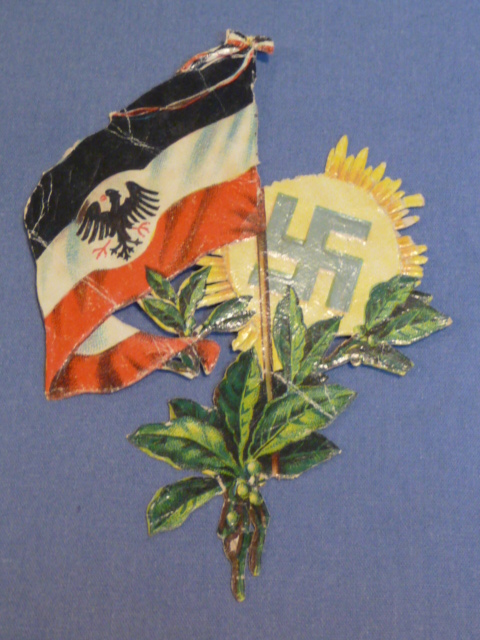 Original Nazi Era German Paper Cut-Out, Flag and Swastika