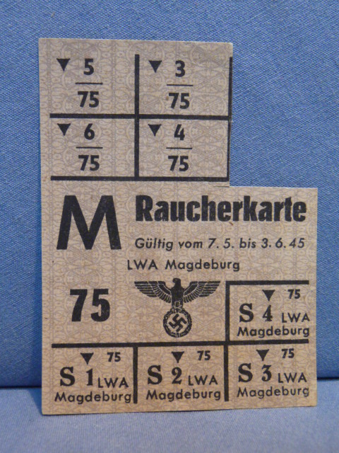Original Nazi Era German Civilian Ration Card, Raucherkarte (Smoking Card)
